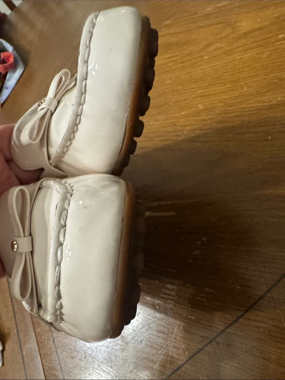 Kate Spade Cream Danika Leather Bow Loafers Driving Shoes Moccasins Size 9